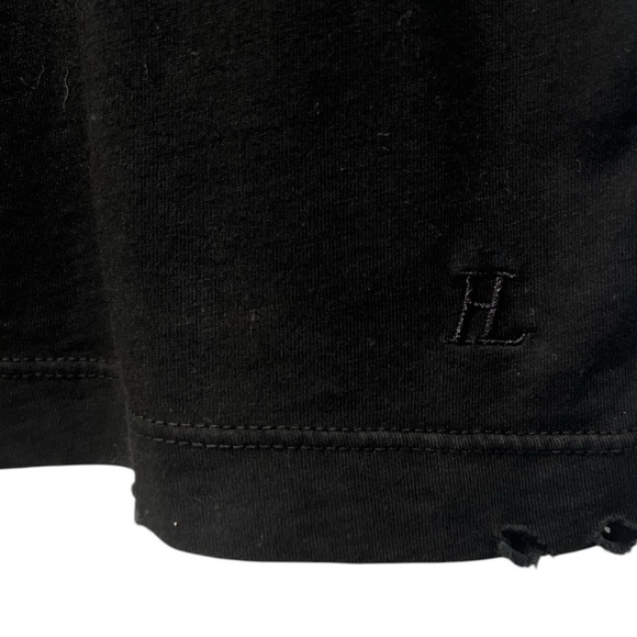Helmut Lang slashed sleeve distressed hem black top size medium - Picture 3 of 7